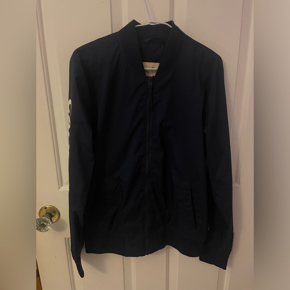 (3/$10) Hollister Men’s Bomber Epic Flex Stretch Navy Logo Jacket - Size S - Picture 2 of 8